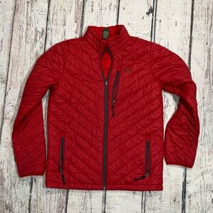 LL Bean Red Puffer Zip Up Coat Outerwear Jacket Kids Youth